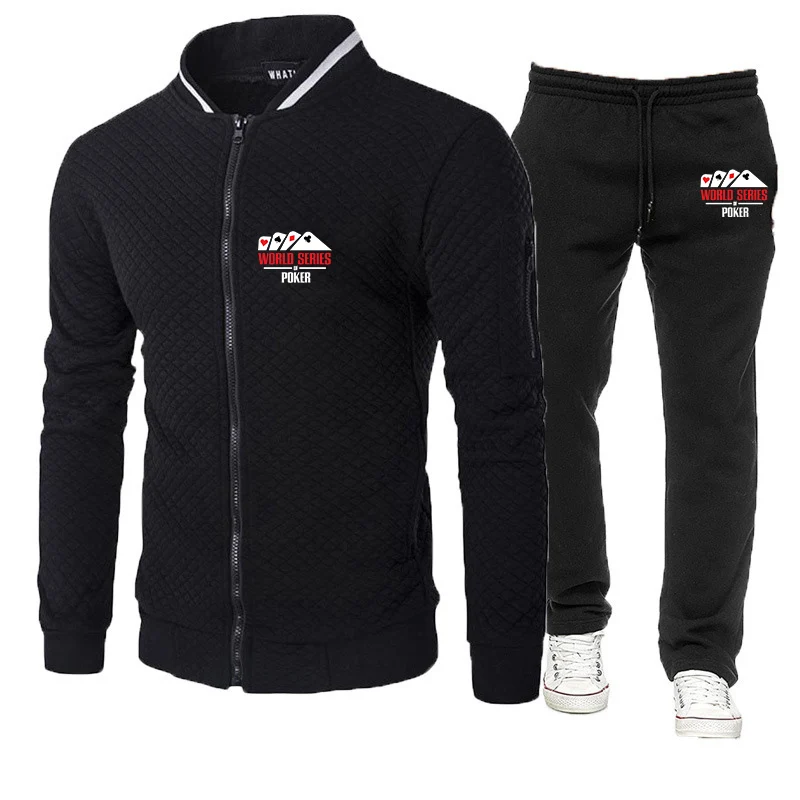 

World Series Of Poker Printed Harajuku Sportwears Suit Fishing Popular Mens New 2 Pieces Set Zip Jacket Sweatshirts+Pants