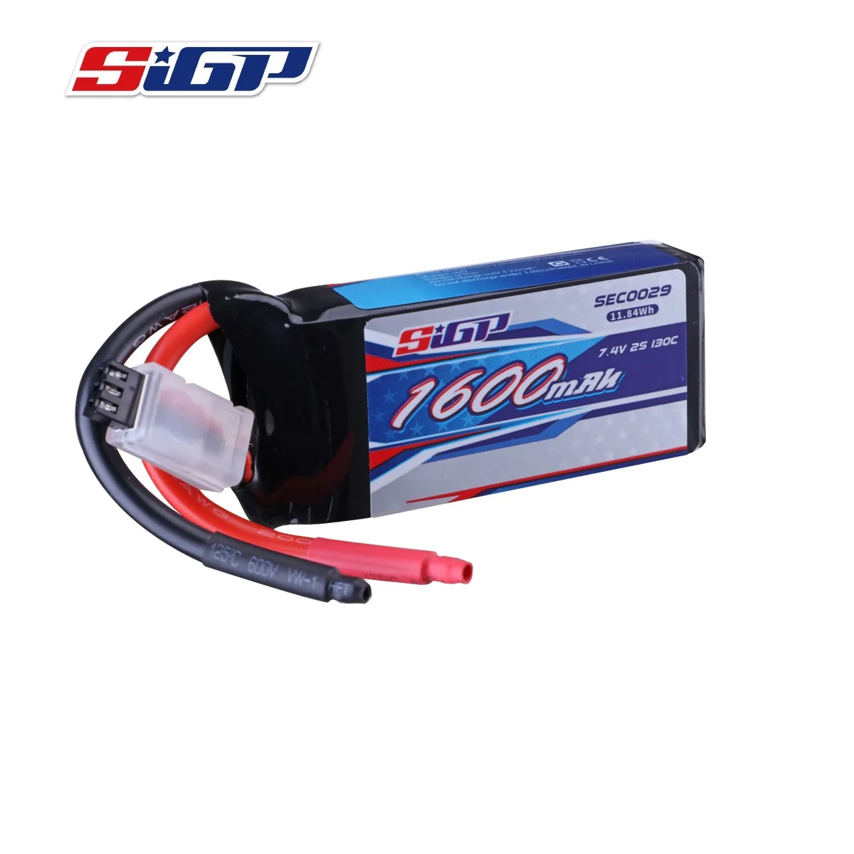 

SIGP 2S Lipo Battery 1600mAh 7.4V 130C Soft Pack with XT60 Plug for RC Helicopter Airplane FPV Drone Quadcopter Racing Hobby