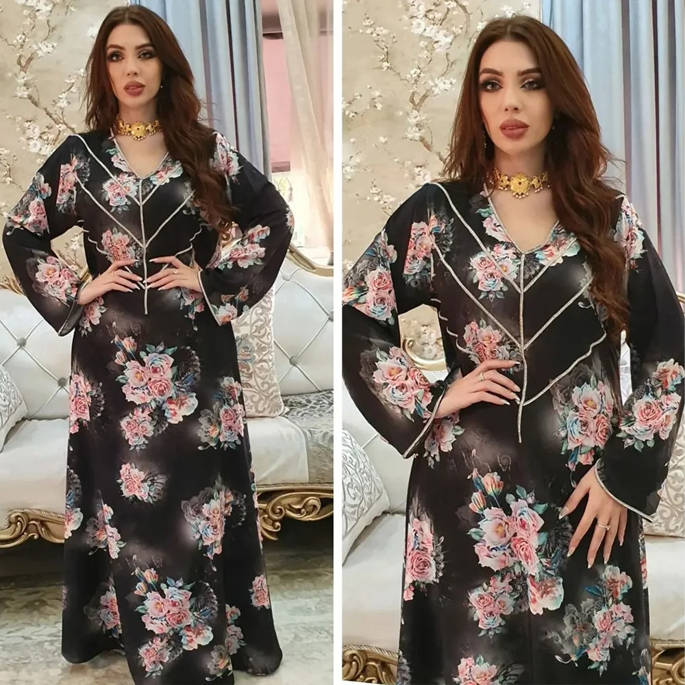 

Кафтан Wepbel с широким подолом, мусульманская одежда, абайя, свободное мусульманское платье, женская Арабская абайя с длинным рукавом, мусуль...