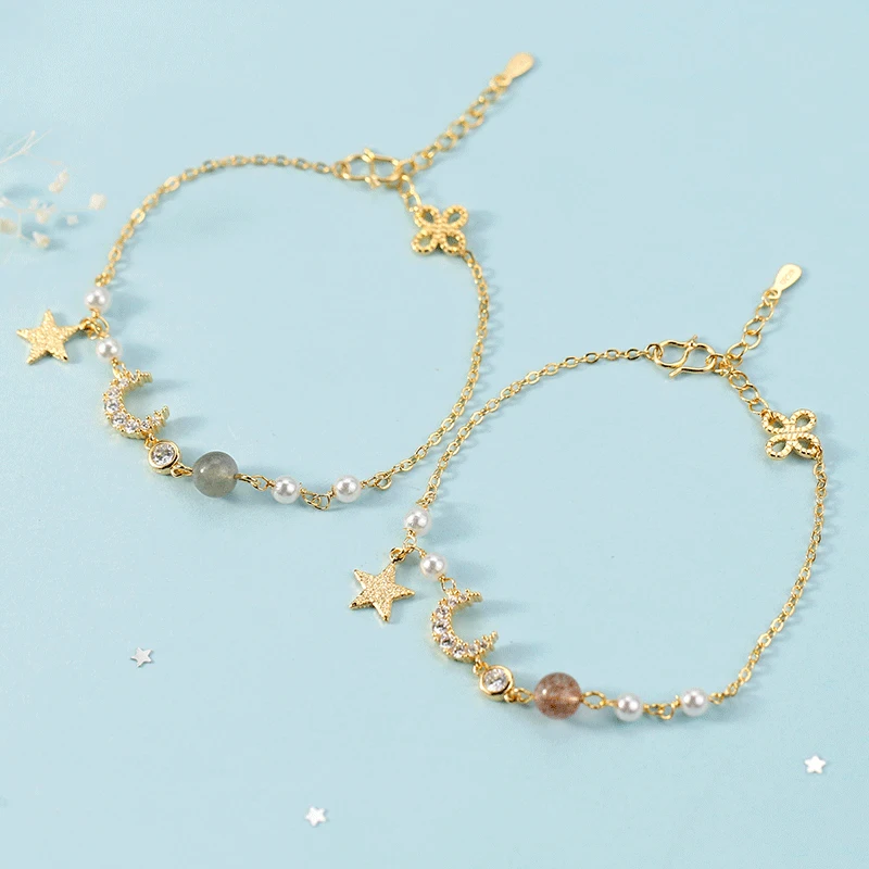 

New Hot Sale Women's Gold Color Personality Star Moon Fashion Bracelet Gift 183