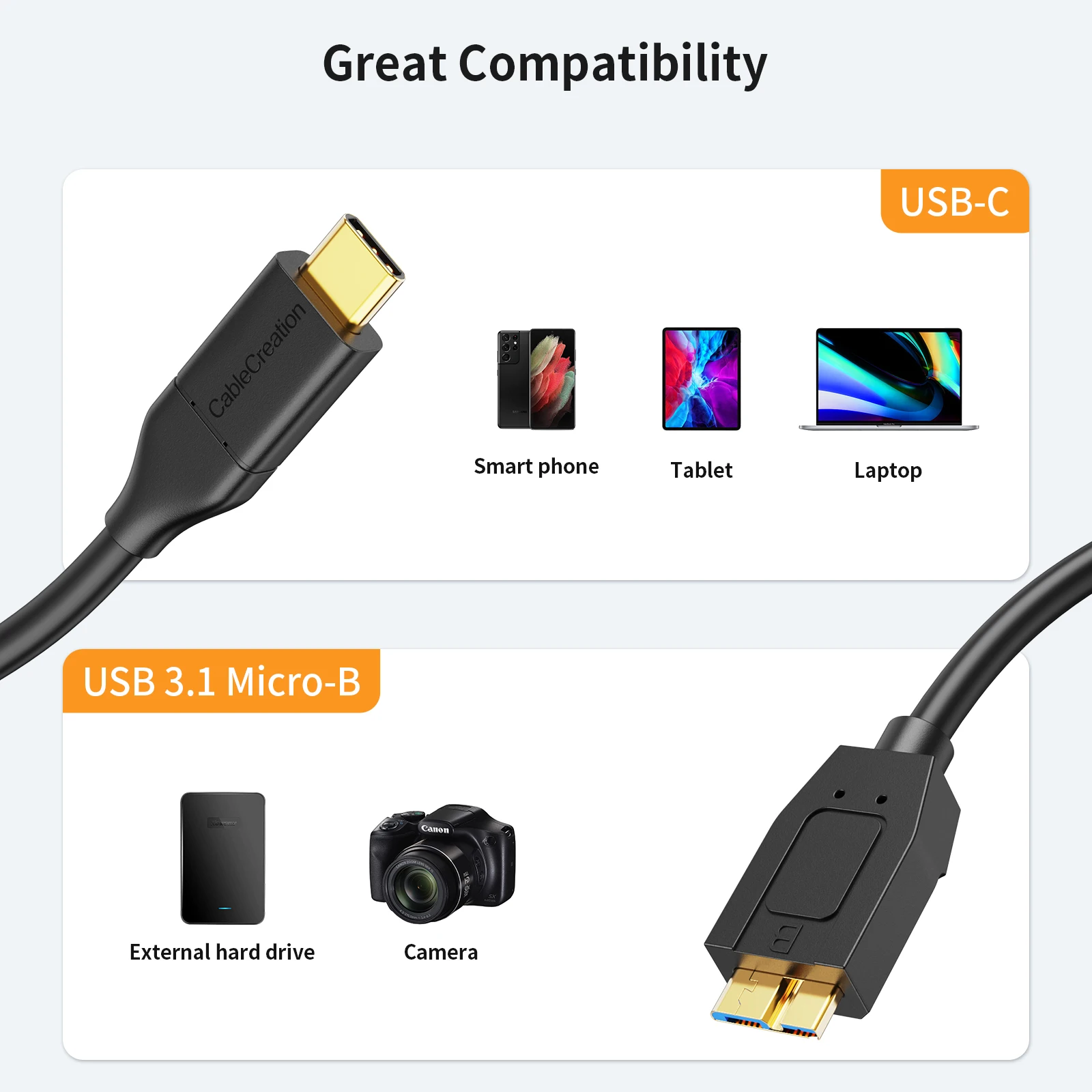 Кабель CableCreation usb 3.1 Type-C на Micro B 3 0 10 Гбит/с |