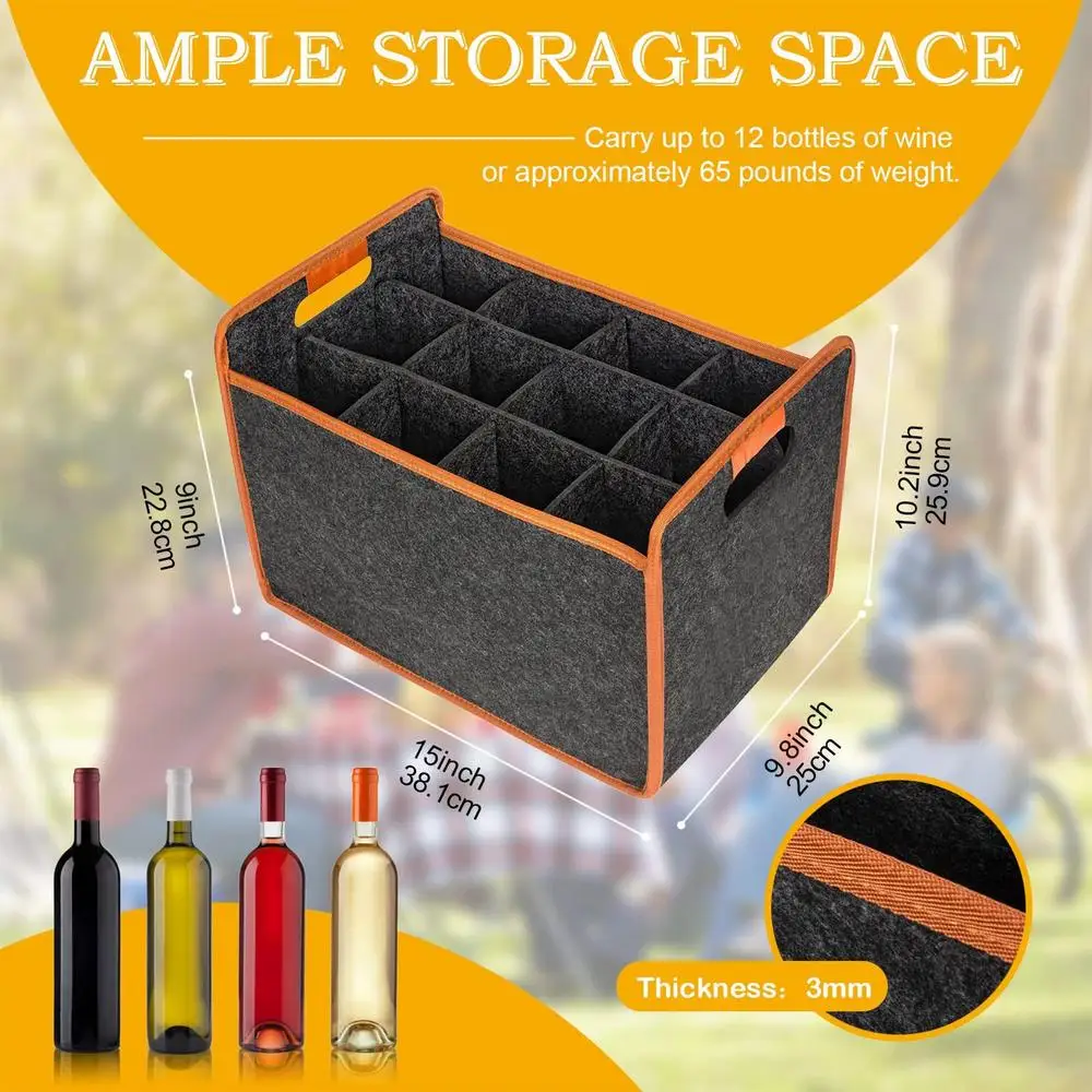 

Сумка-переноска Для 12 Бутылок Вина, Складная, Для Вечеринок, Пикников, Кемпинга, Путешествий, Из Полиэстера, С Разделителем