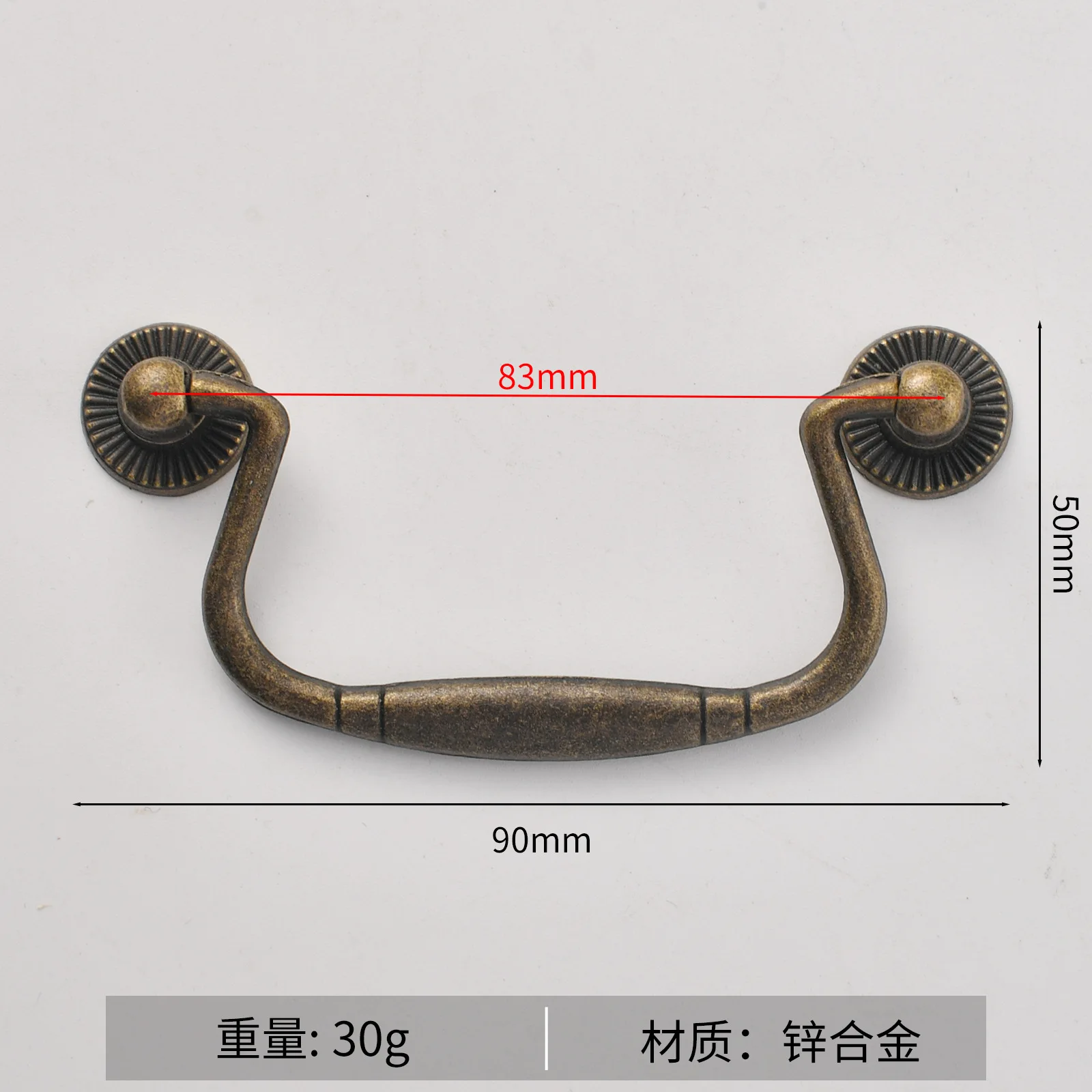 

B-139 Мебель для дома, античная парча, деревянная коробка, ретро-ручка для ящика, ручка для шкафа, бронзовый цинковый сплав, расстояние между отверстиями 78 мм