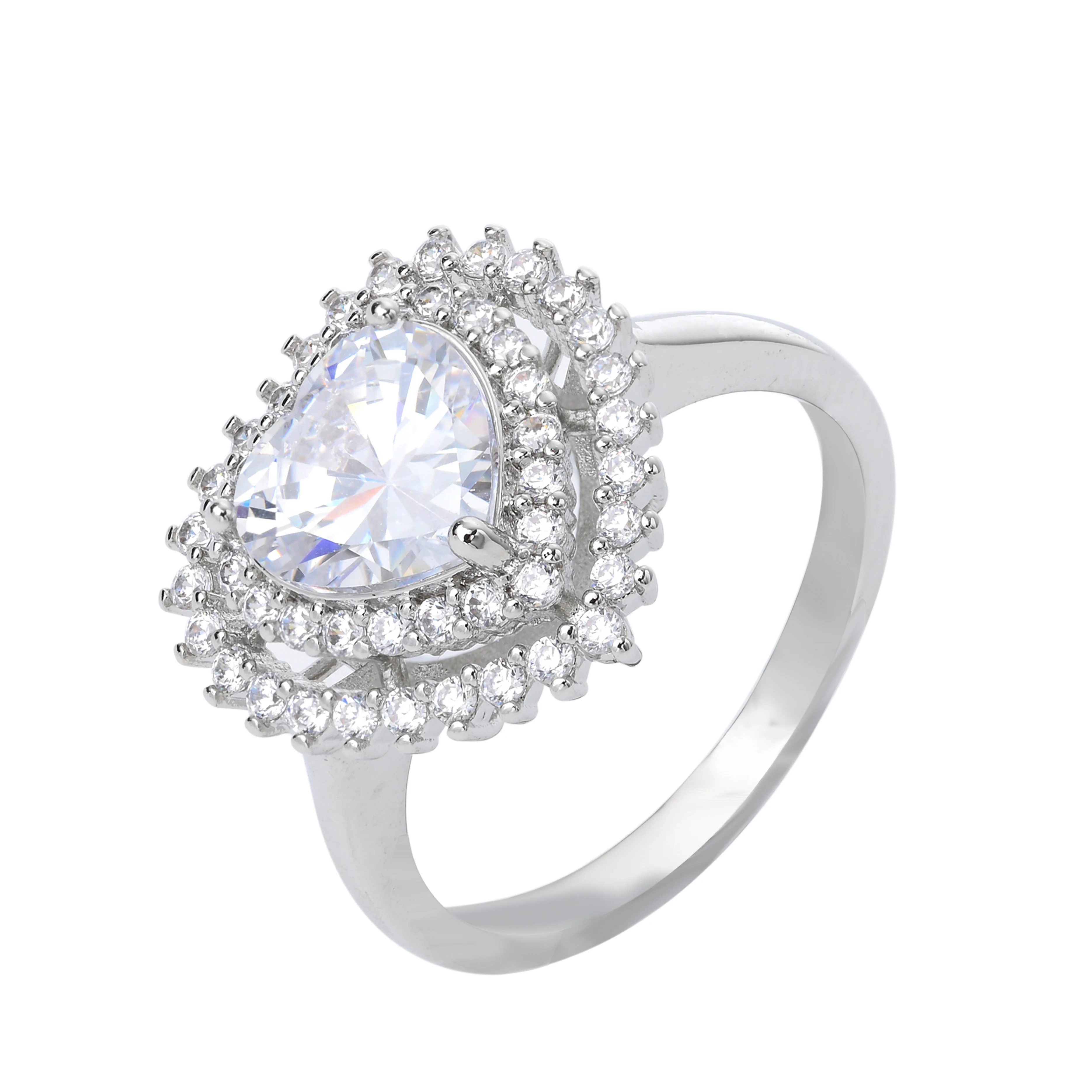 

Luxury Heart Cut 3A Cubic Zircon Platinum Ring Ladies Engegament Wedding Jewelry Bride