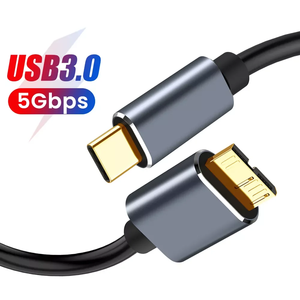 

USB 3.0 Type C To Micro B Cable 5Gbps Fast Data Sync Cord Adapter Disk Data Cable For Laptop Computer Hard Drive 0.5/1/1.5/2m