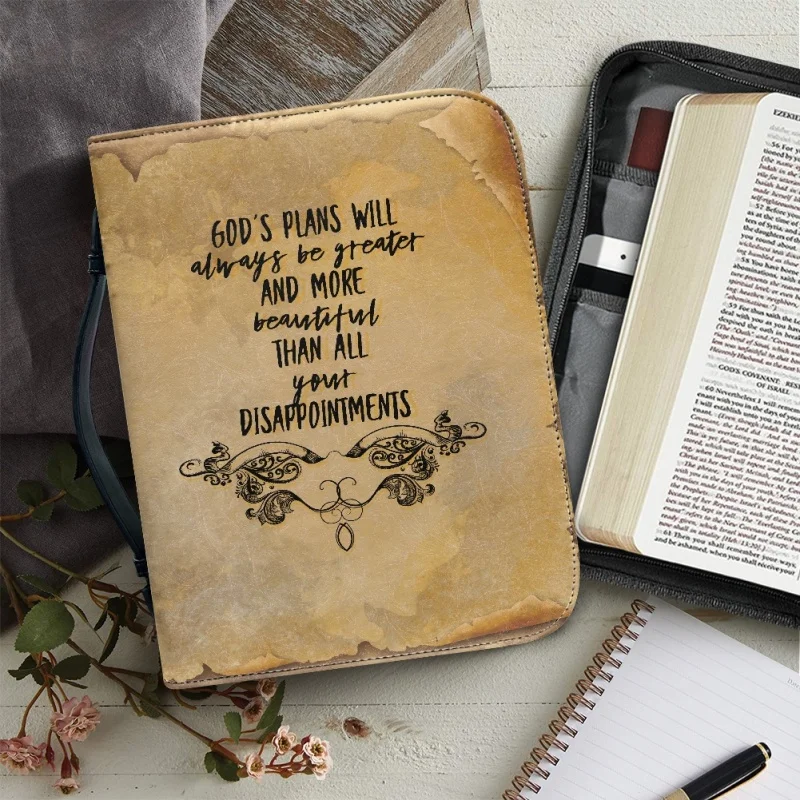 2023 Luxury PU Leather Bible Bag Cover Case Handbag For Women Storage Bags Study Book Holy Boxes Zippered Handle Paquete Bíblico