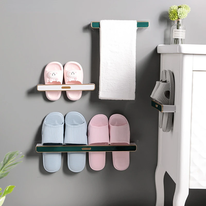 

Punch-free Bathroom Slippers Rack Suction Cup Bathroom Rack Shoe Rack Nordic Minimalist Creativity Slipper Rack Bathroom Supplie