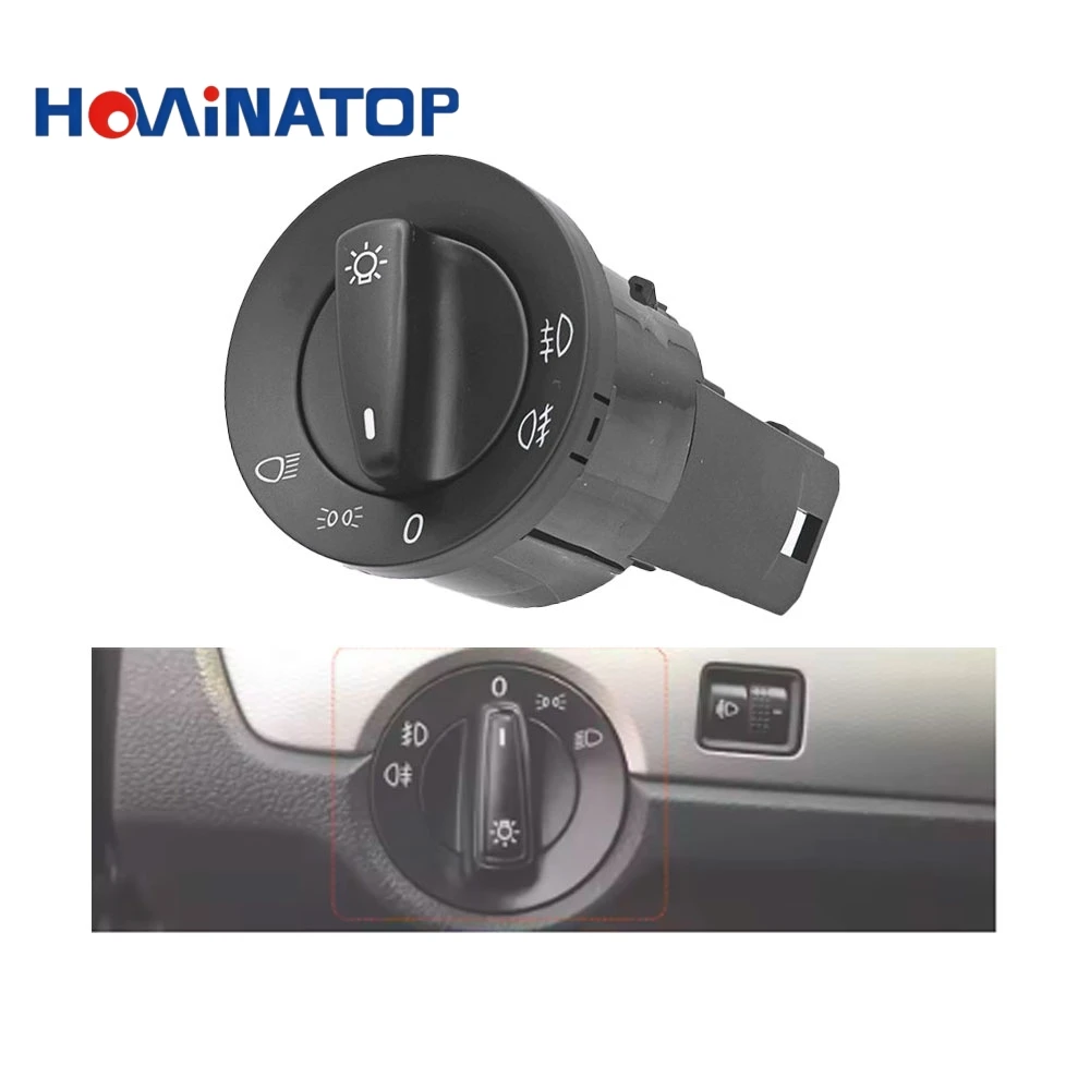 Фото HOWINATOP 1C0941531A 17-контактный 3-позиционный переключатель управления фарами с красной подсветкой для VW Golf Mk4 Bora Passat B5 98-05, замена OEM №5