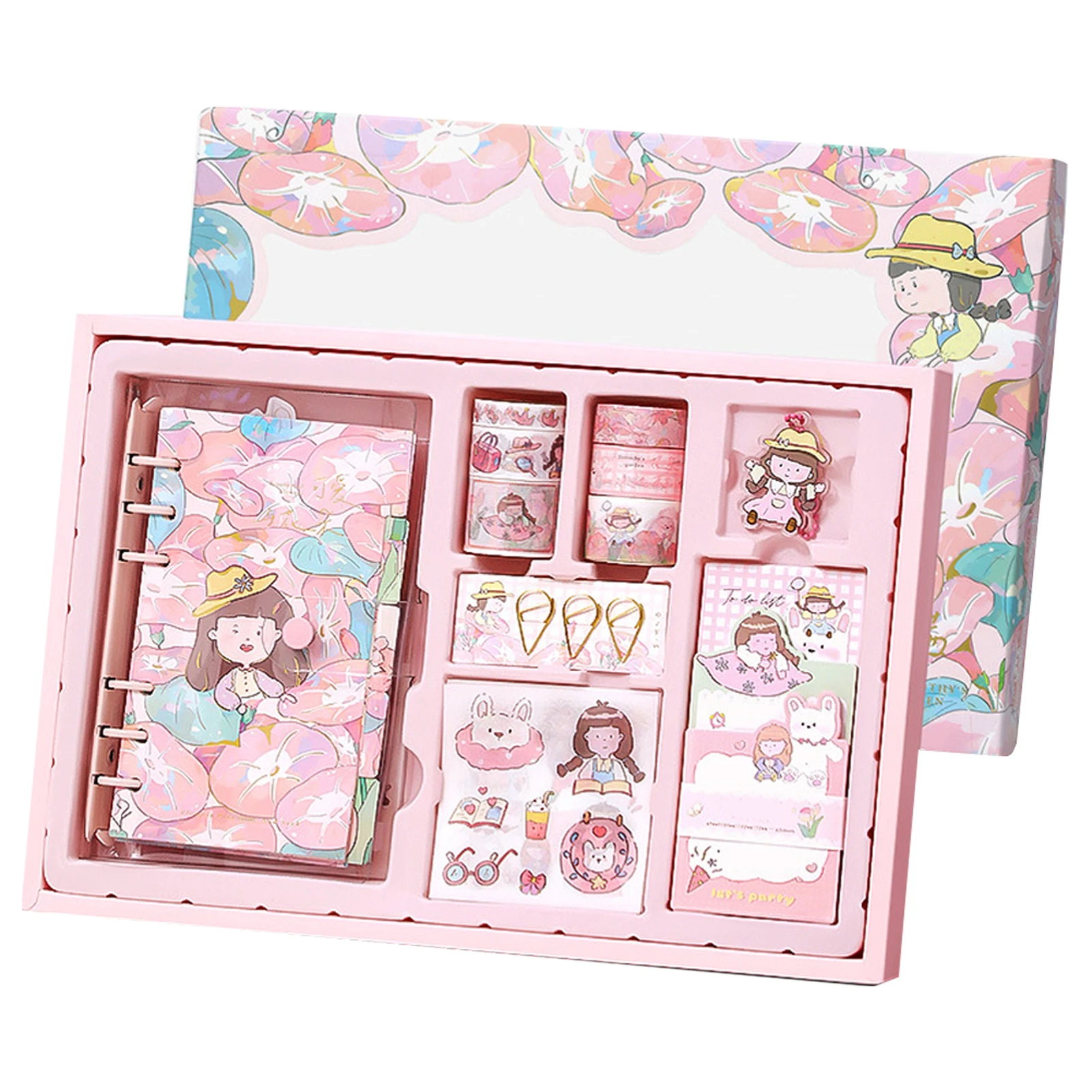 

94pcs Cute Notebook Scrapbook Kit DIY Journal Washi Sticker Bookmarks Planner Kids Bookmark Diary Tape Student Handbook Set Memo