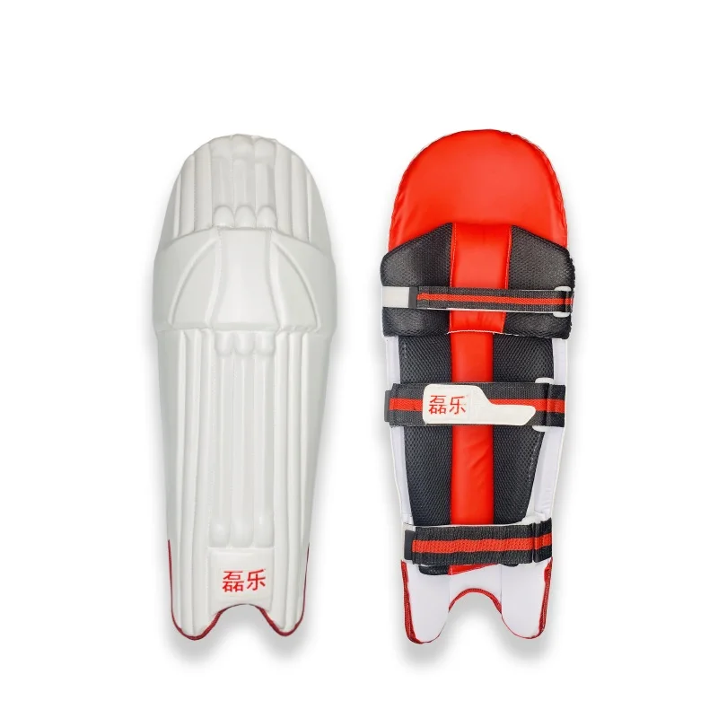 

LEILE Cricket Pads For Men Batting Leather Accessories Leg Protectors Adult Competition Level Detachable double layer White