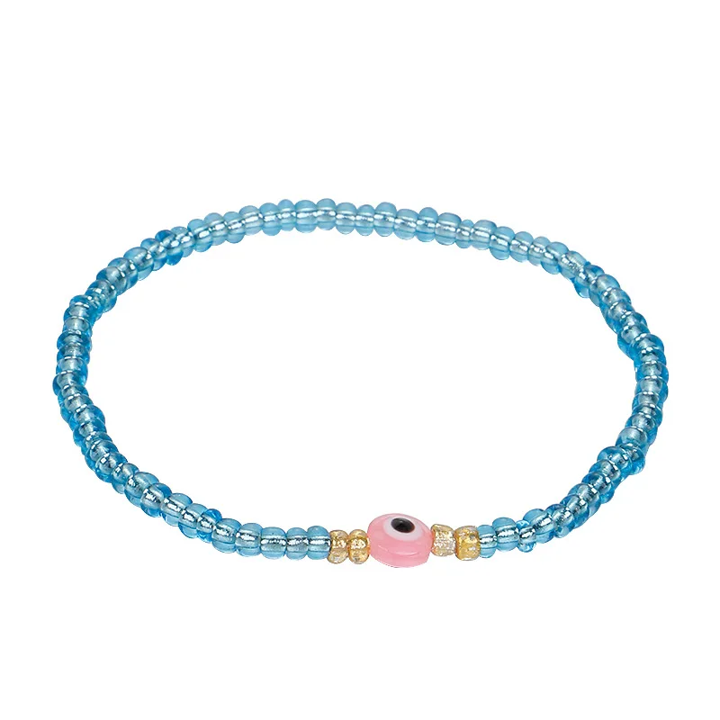 

Lucky Evil Eye Elastic Rope Bracelet for Women Men Couple Charm Rice Beads Colorful Jewelry Summer Party Friendship Fashion Gift
