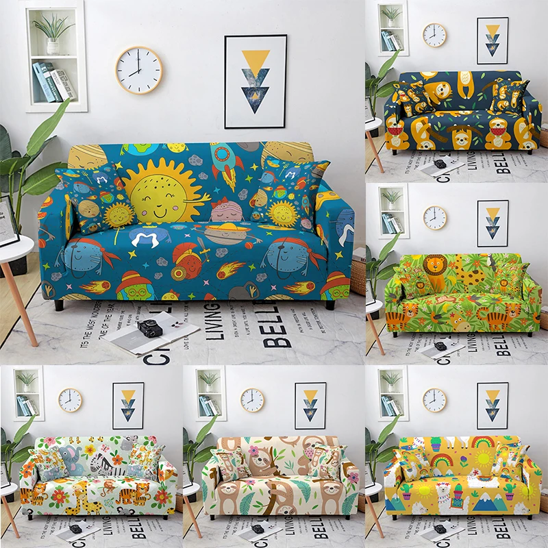 

Чехол для дивана с изображением Ленивец, жирафа, зебры, тигра, льва