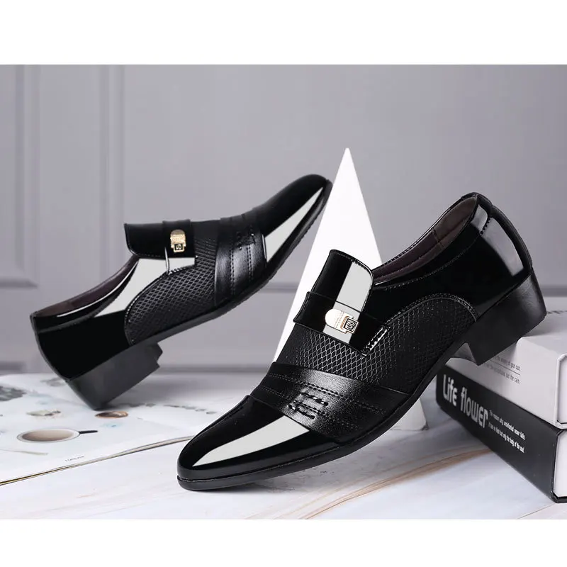 

Men Leather Shoes Business Dress Fashion Bright Color Comfortable Breathable Lowtop Plus Size Men's 2022 Spring New