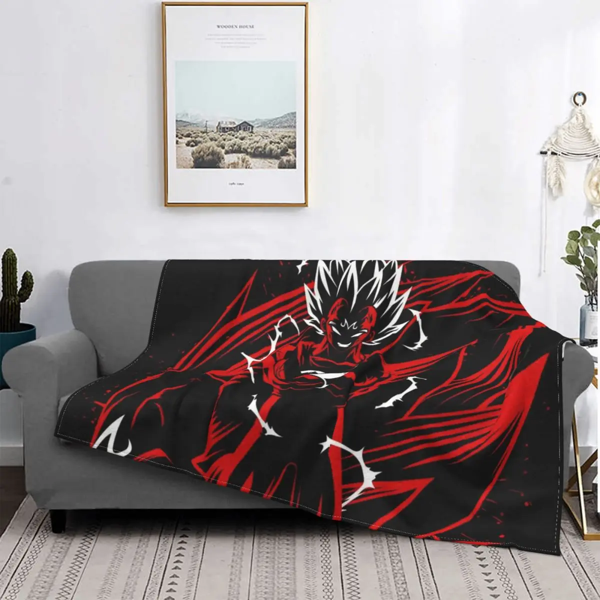 

Anime Goku Poster Plaid Blanket Modern Stitch Cotton Breathable Coral Fleece Throw Blankets For Adult Bed Travel