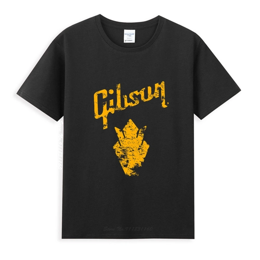 

Gibson Crown Eroded Rock Music Logo Classic Black T-Shirt Newest Summer Men's Short Sleeve Popular Tees Shirt Tops Novel Unisex