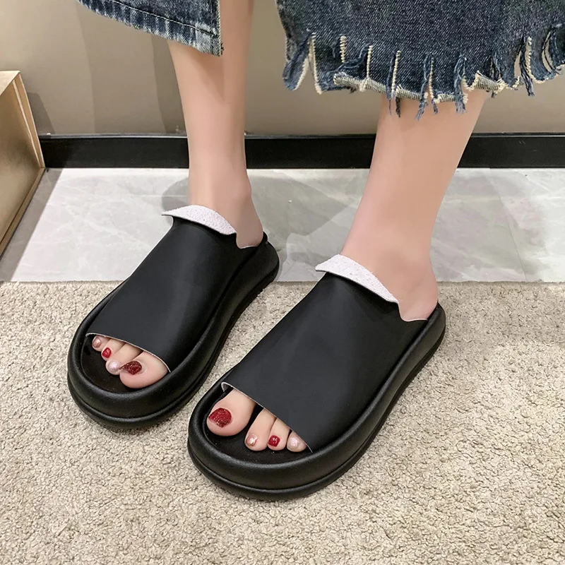 2023 New Women's Slippers Summer Beach Slippers for Women Fashion Soft Anti Slip Shoes Simple Solid Shoes Female Zapatillas De