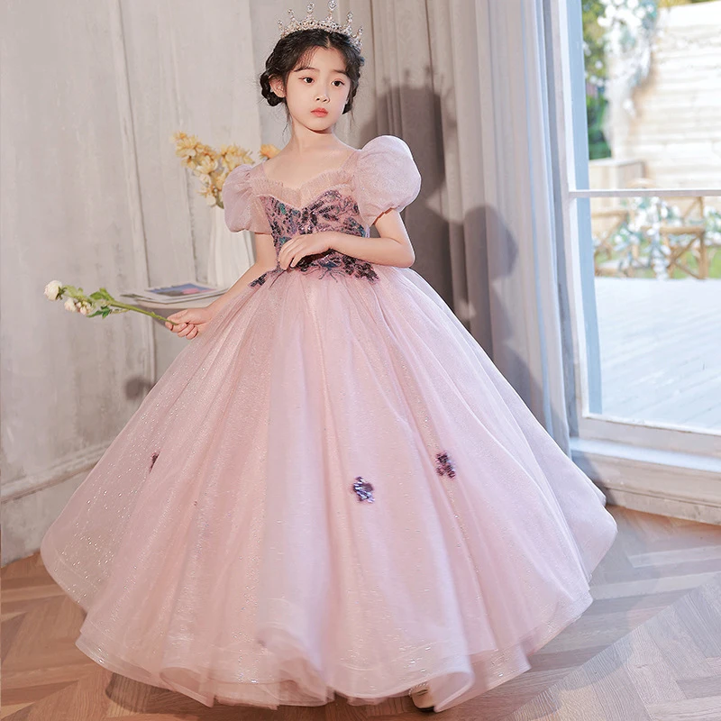 

Summer Dress Children'S Dress Princess Dress New Girl Host Catwalk Piano Performance Dress Birthday Poncho Evening Dress