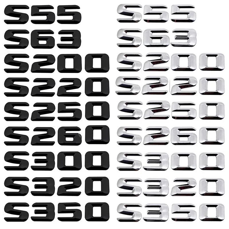 

S55 S63 S200 S220 S250 S260 S300 S320 S350 Sticker for Mercedes Benz S Class W220 W221 Auto 3D Letter Number Trunk Emblem