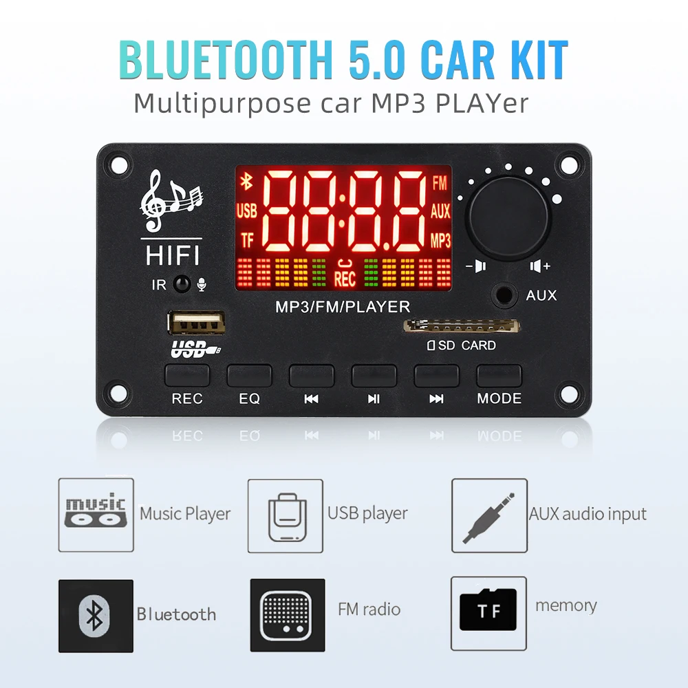 2*50 Вт усилитель 12 в MP3 декодер плата 22 большой цветной экран Bluetooth 5 0 автомобильный