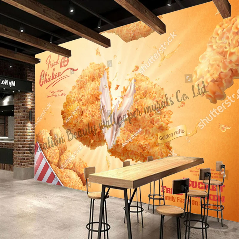Fried Chicken Fast Food Wallpaper Industrial Decor Mural Restaurant Snack Bar KTV Background Wall Papel De Parede Wallpapers images - 6