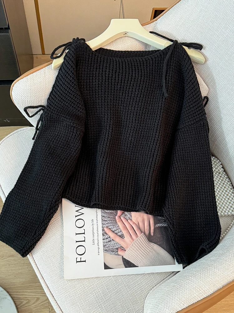 Kimotimo свитер с открытыми плечами и длинным рукавом вырезами женская летняя