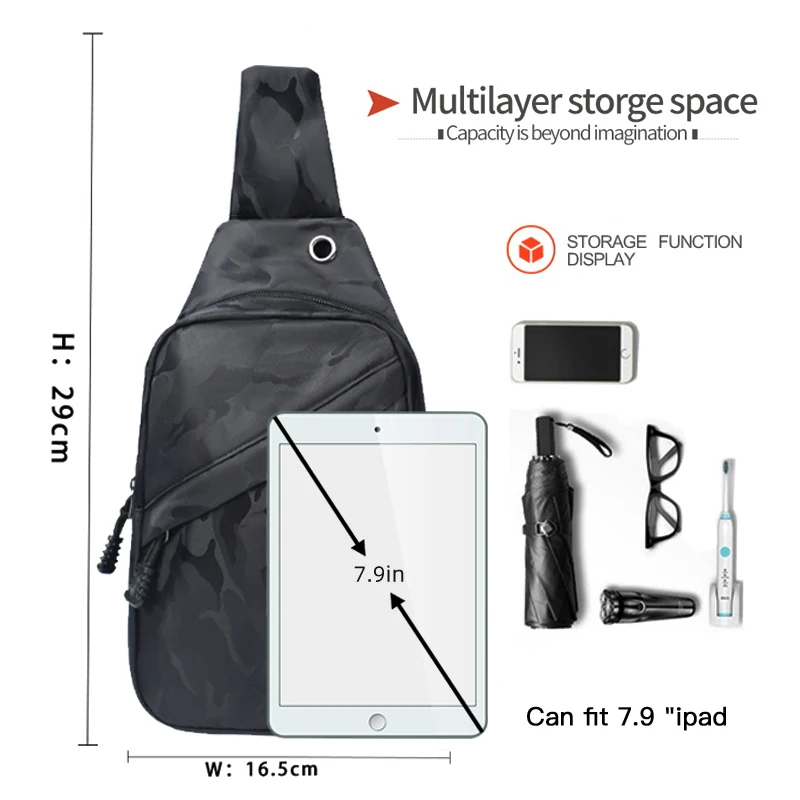 HcanKcan Large Capacity Crossbody Bag For Men High Quality Men's Shoulder Bag Multifunctional Travel Bag Male Fashion Chest Pack