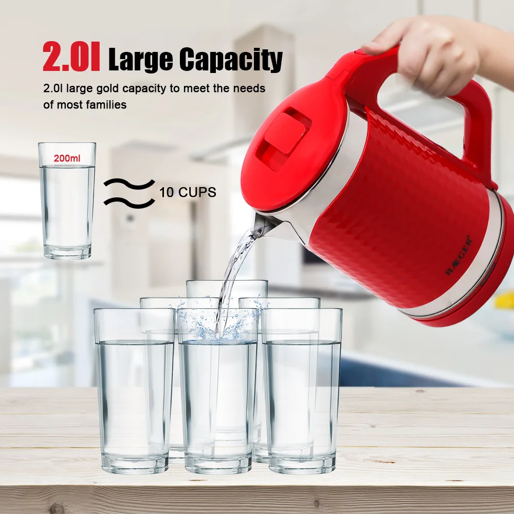 portabl electric kettle 2l 2000w tea maker thermos for tea electric water heater electric boiler smart kettle kitchen appliances free global shipping