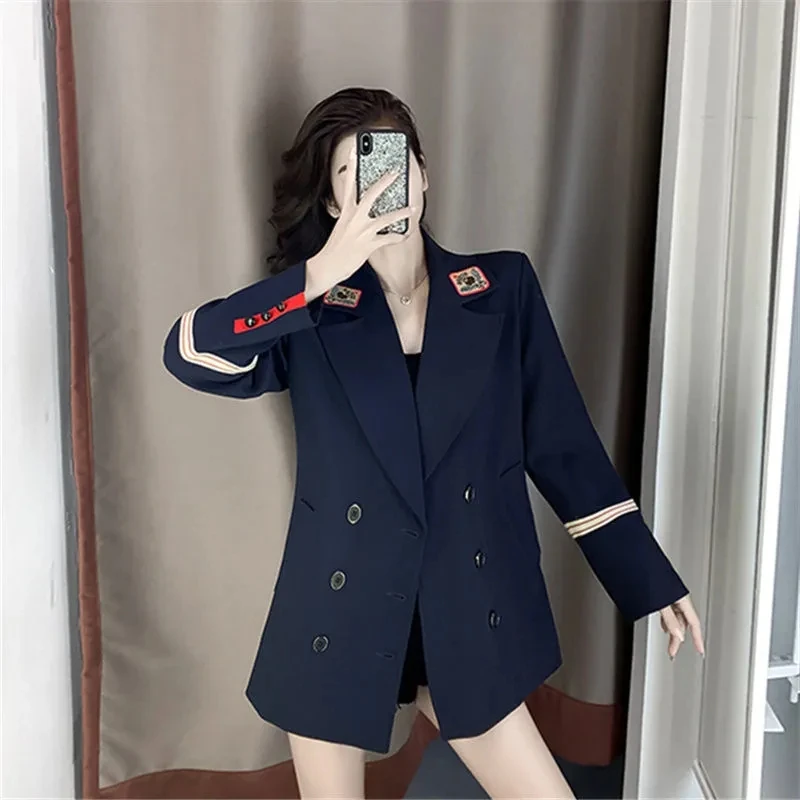 

2022 Spring Autumn Outwear Female New Retro Hong Kong Flavor Chic Casual Small Suit Jacket Women's Loose long-sleeved Blazers