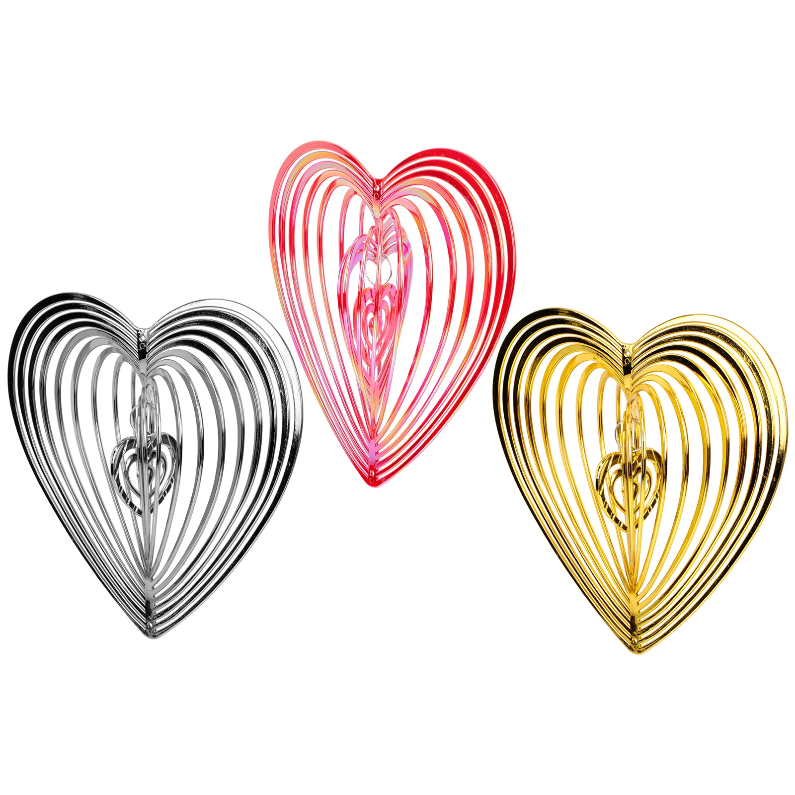 

3Pcs Heart-shaped Drive Bird Decor Garden Bird Repelling Wind Turn Ornament