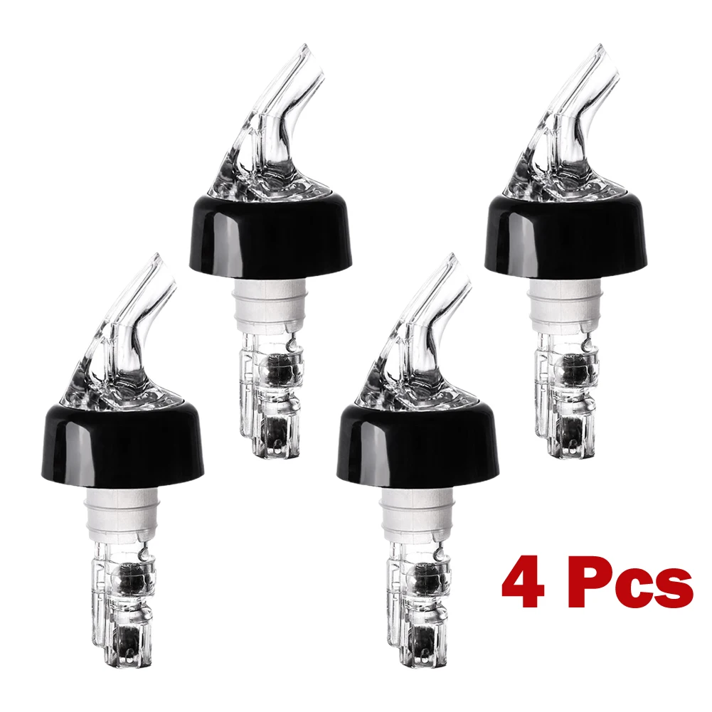 

4pcs Liquor Pourer Dispenser Wine Shot Bottle Pourer Bottle Dispenser Spirit Nip Measure Barware Wine Stopper Leak-proof Nozzle