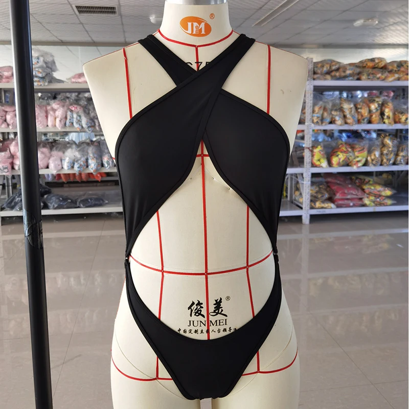 New 2023 Halter Thong Female Swimwear One Piece Swimsuit Women Cross Backless Monokini Sexy High Cut Bathing Suit swim Beachwear