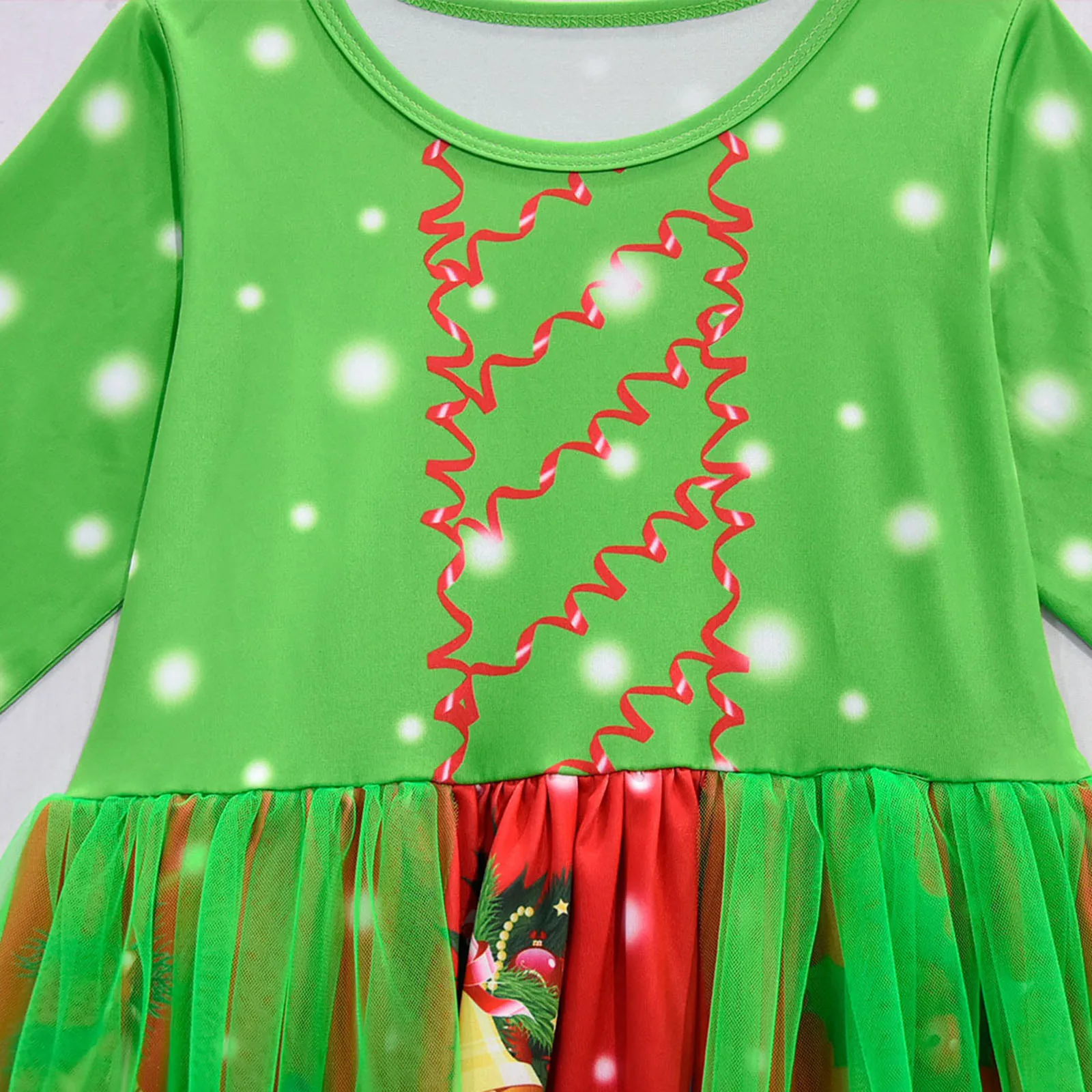 Милый рождественский костюм с мультяшным принтом для маленьких девочек