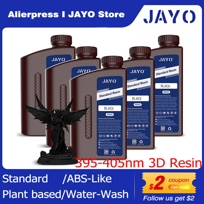 

Стандартная/АБС-полимерная/растительная/моющаяся Смола JAYO 5 кг 395-405 нм, фотополимер для УФ-отверждения, быстрая смола для LCD/DLP/SLA 3D-принтера