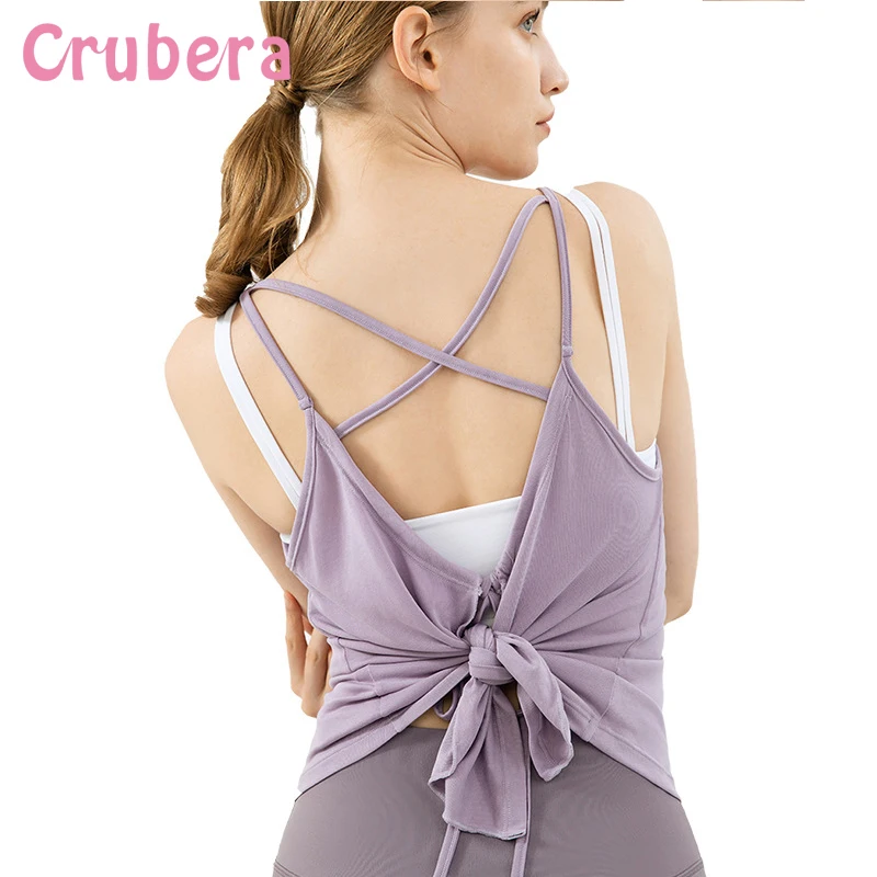 

Crubera Summer Modal Simple And Versatile Sports Top Yoga Blouse Women's Rope Sling Cross Back Fitness Vest