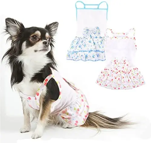 

2 Pack Dog Clothes for Dogs Clearance Pet Dress Floral Puppy Dresses Outfits Apparel Cute Cat Skirt for Chihuahua Yorkie Teacup