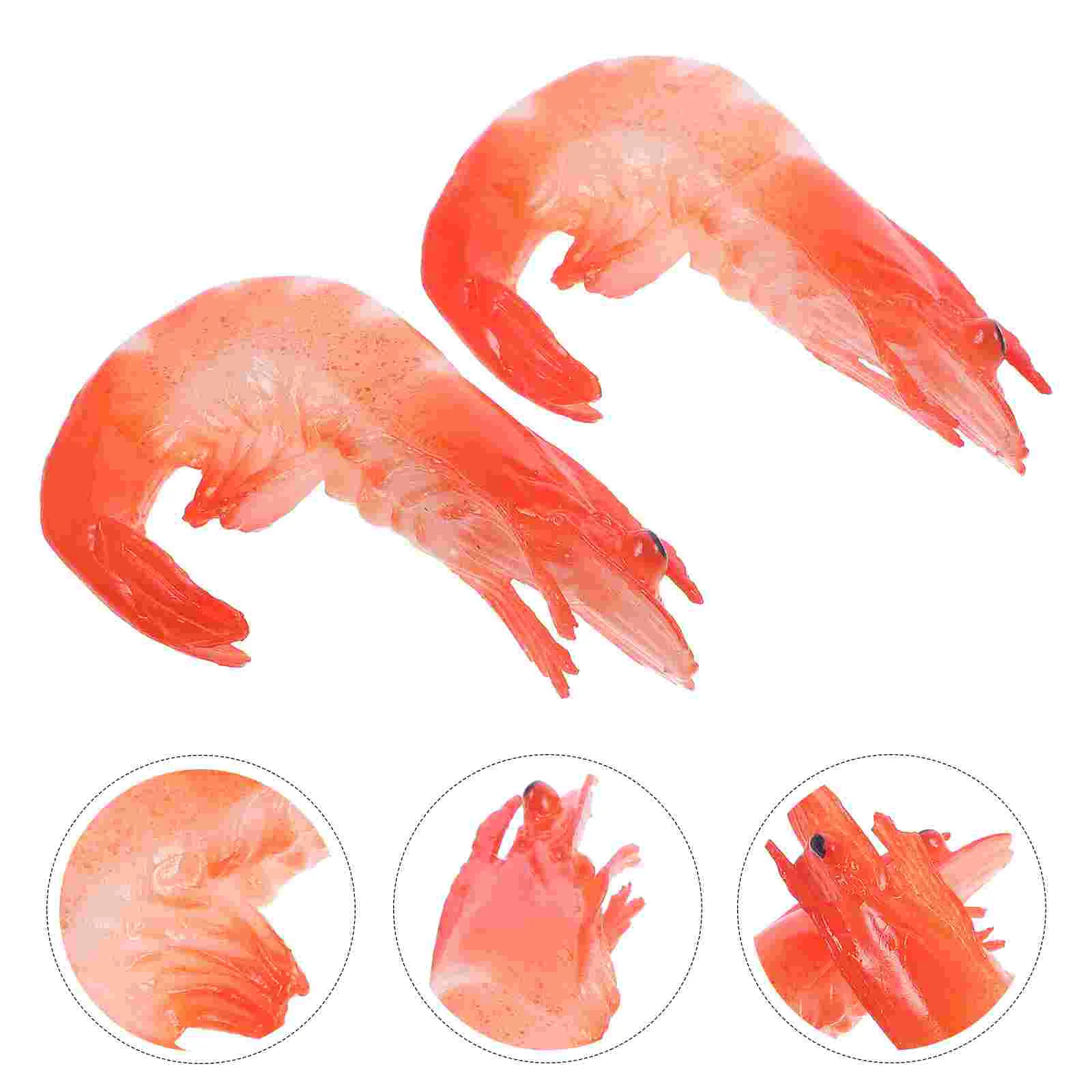 

2 Pcs Food Magnets Refrigerator Household Fridge Decor Compact Artificial Shrimp Pvc Convenient