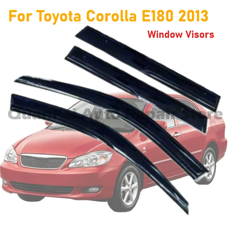 Фото Дефлекторы окон (ветровики) для Toyota Corolla E180 2013, 4 шт., из поликарбоната, без сверления, на 3М-ленте, защита от УФ-излучения, для седана, внешний декор №1