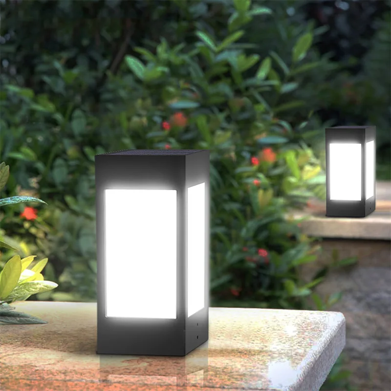 

LED Solar Column Headlight Solar Powered Pillar Lamp Outdoor Waterproof Wall Light for Villa Courtyard Landscape Garden Lighting