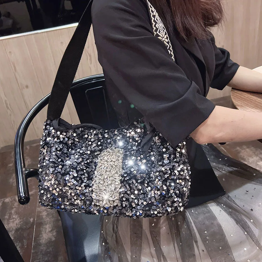 Роскошная сумка для пельменей с блестками и бриллиантами женская модная на одно