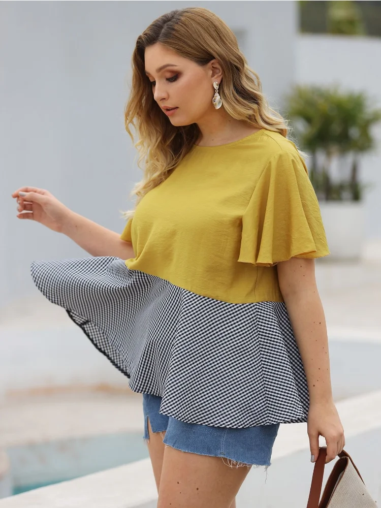 The new plus-size women's new explosive loose women's short-sleeved shirt top plus size tops for women