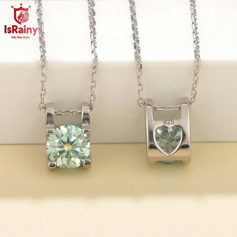 IsRainy стерлингового серебра 925 пробы круглые 6 5 мм сине-зеленые муассанитовые