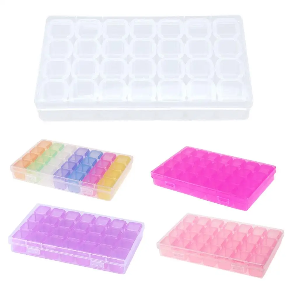 

28 Grids Diamond Painting kits Plastic Storage Box Nail Art Rhinestone Tools Beads Storage Box Case Organizer Holder kit