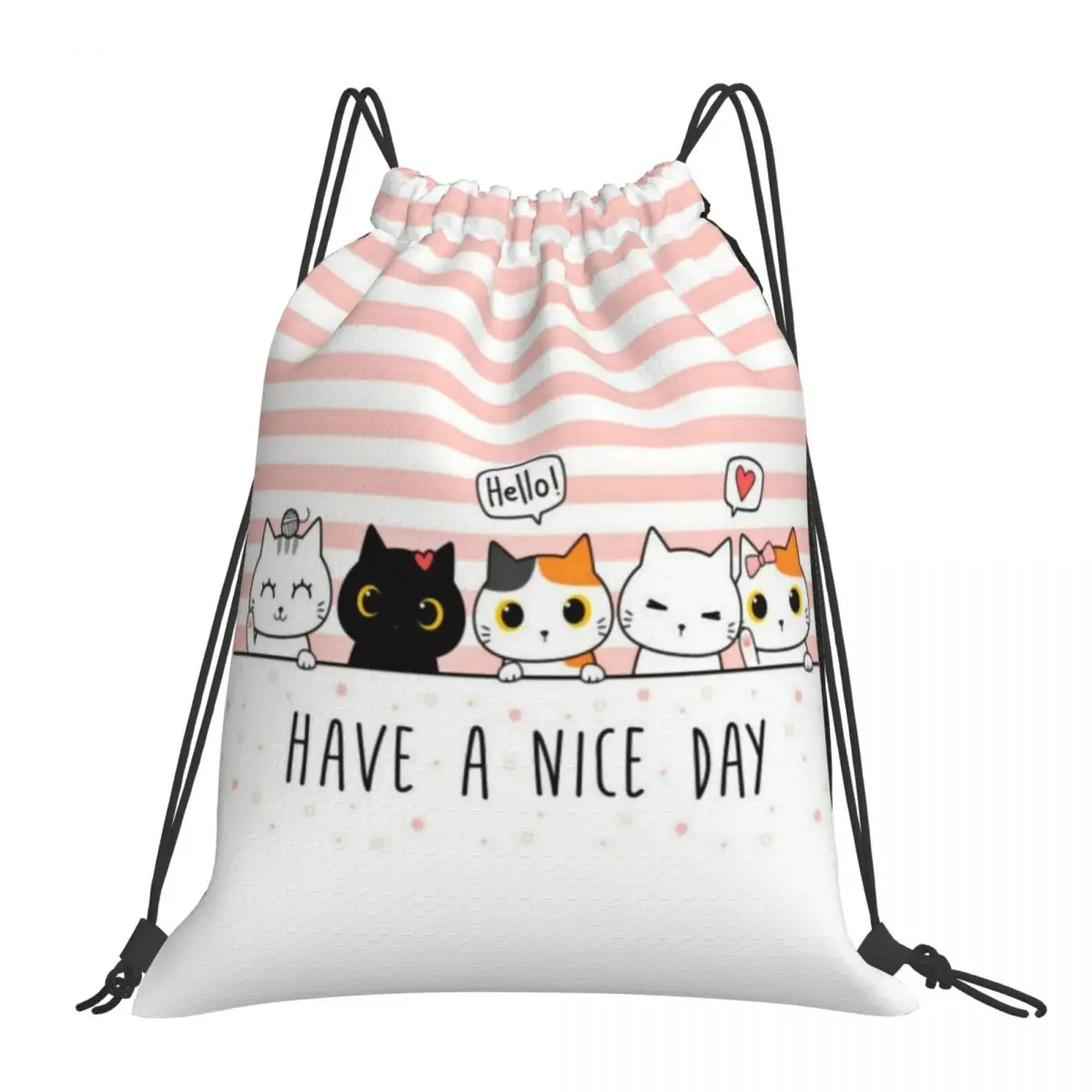 

Cats Have A Nice Day Drawstring Bags Sports Unisex Waterproof Storage Organize Bundle Pocket Rope Bag