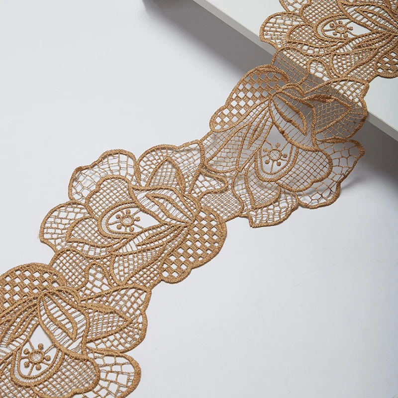 1 ярд эластичная кофейная кружевная лента французское нигерийское Африканское