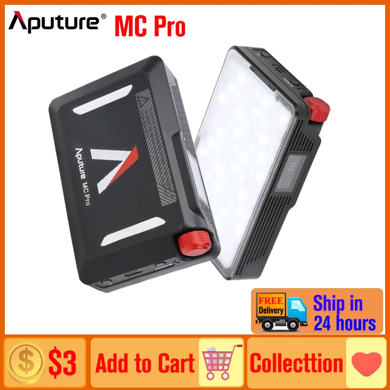 

Aputure MC Pro Mini RGBWW Pocket Video Light 2000K-10000K Photography Lighting Mini RGB Light Video Lamp for Youtube Studio