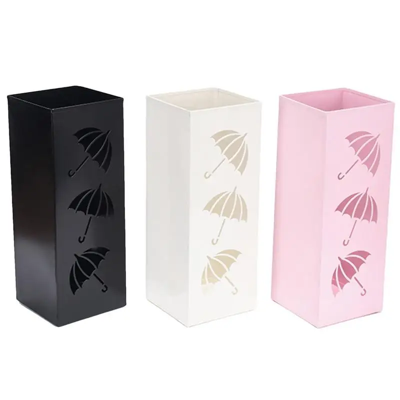

Anti-Rust Elegant Square Metal Umbrella Basket Rack Creative Umbrella Storage Rack Space Saving Umbrella Bin Sticks Holder