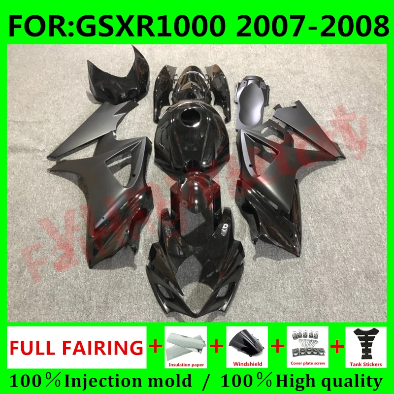 

NEW ABS Motorcycle Whole Fairing kit fit for GSXR1000 GSXR 1000 07 08 GSX-R1000 K7 2007 2008 full Fairings kits set black