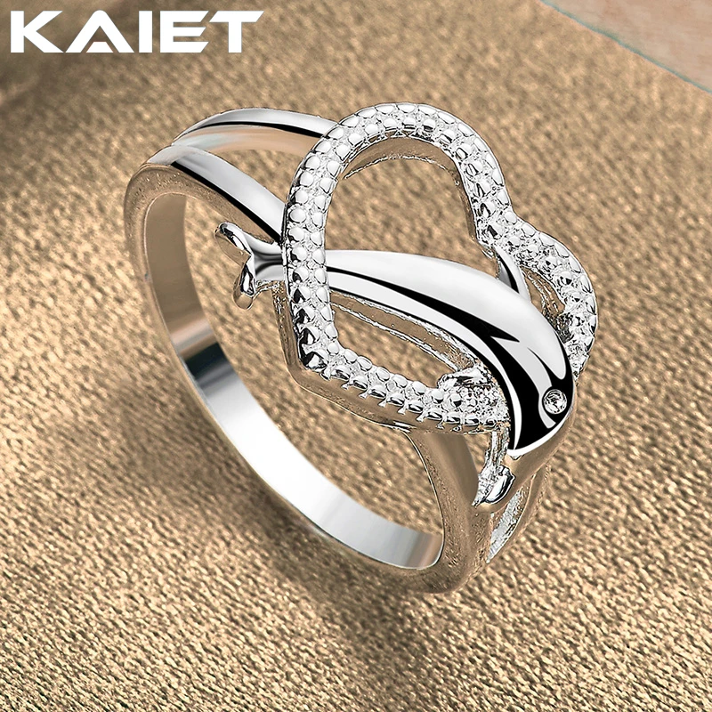 

KAIET Fashion Silver Color Heart Frame Dolphin 7-10# Ring Wedding Party Charm Accessories For Women Jewelry