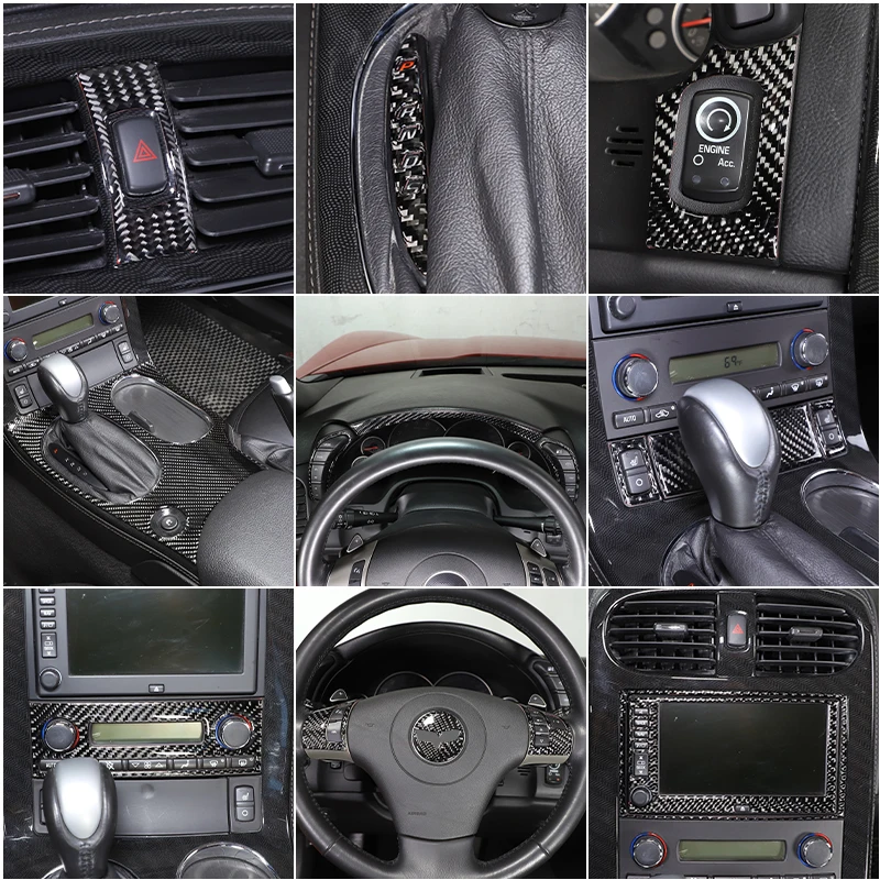 

For Chevrolet Corvette C6 2005-2013Soft Carbon Fiber Car Interior Sticker Door Handle Steering Wheel Gear Shift Panel Trim Cover