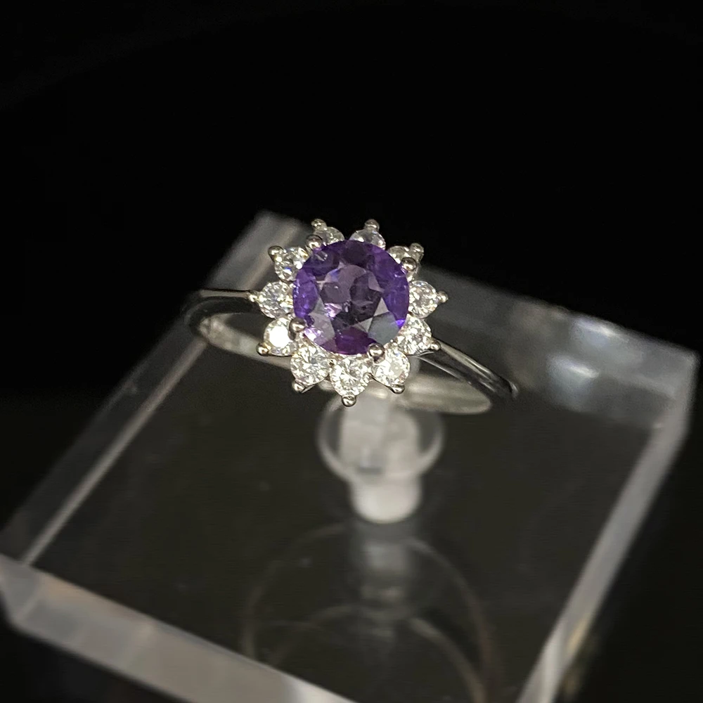 Натуральный аметист камень S925 серебряное кольцо для женщин обручальные кольца